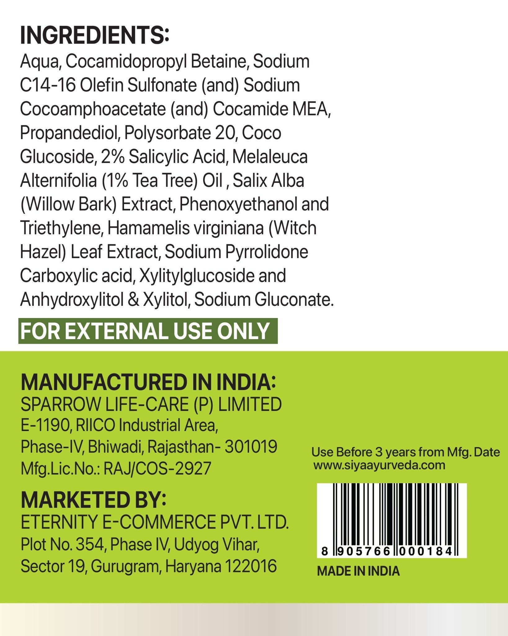 Anti Acne Face Wash: Foaming Face wash - Siya Ayurveda