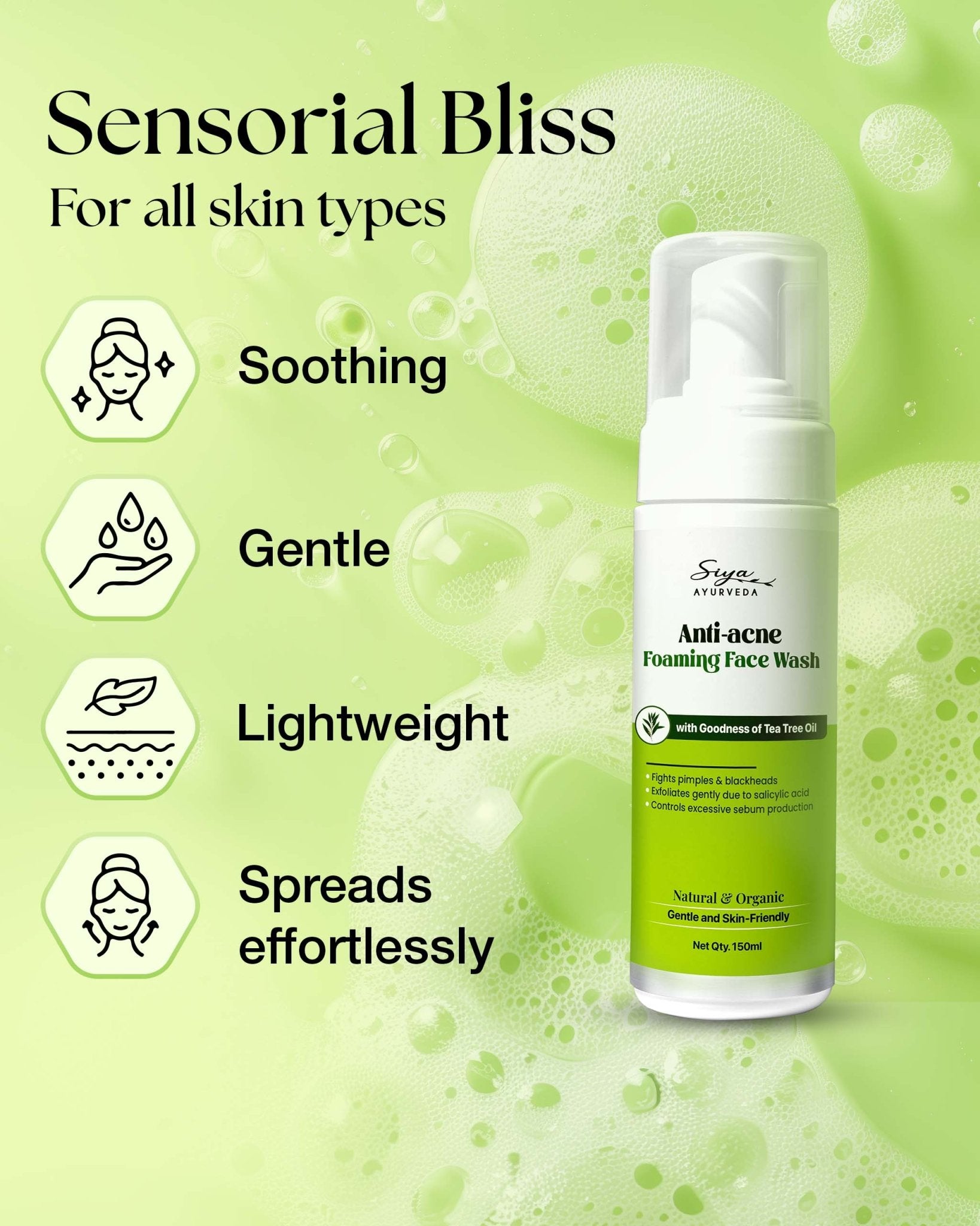 Anti Acne Face Wash: Foaming Face wash - Siya Ayurveda