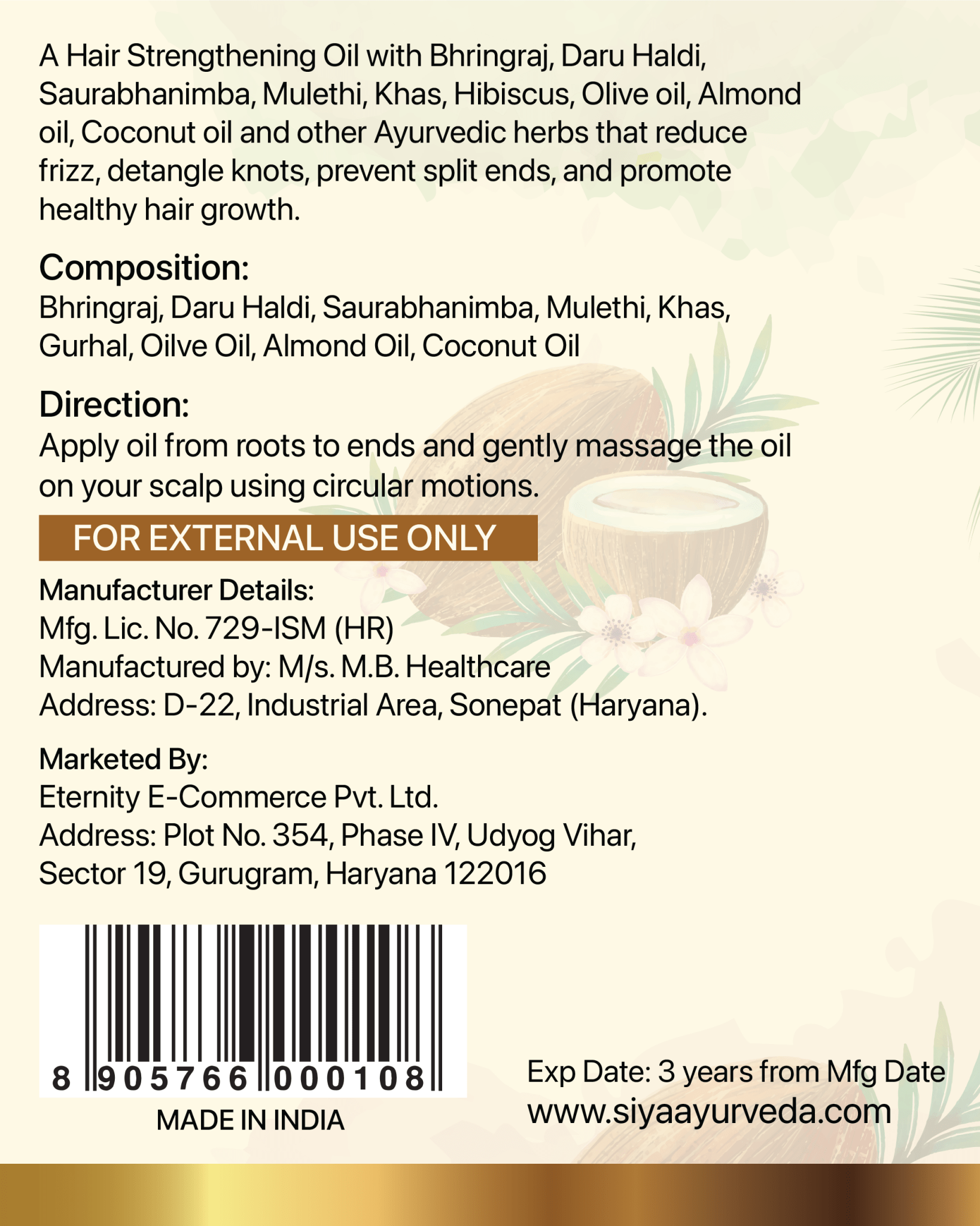Siya Ayurveda Hair Strengthening Oil - Siya Ayurveda