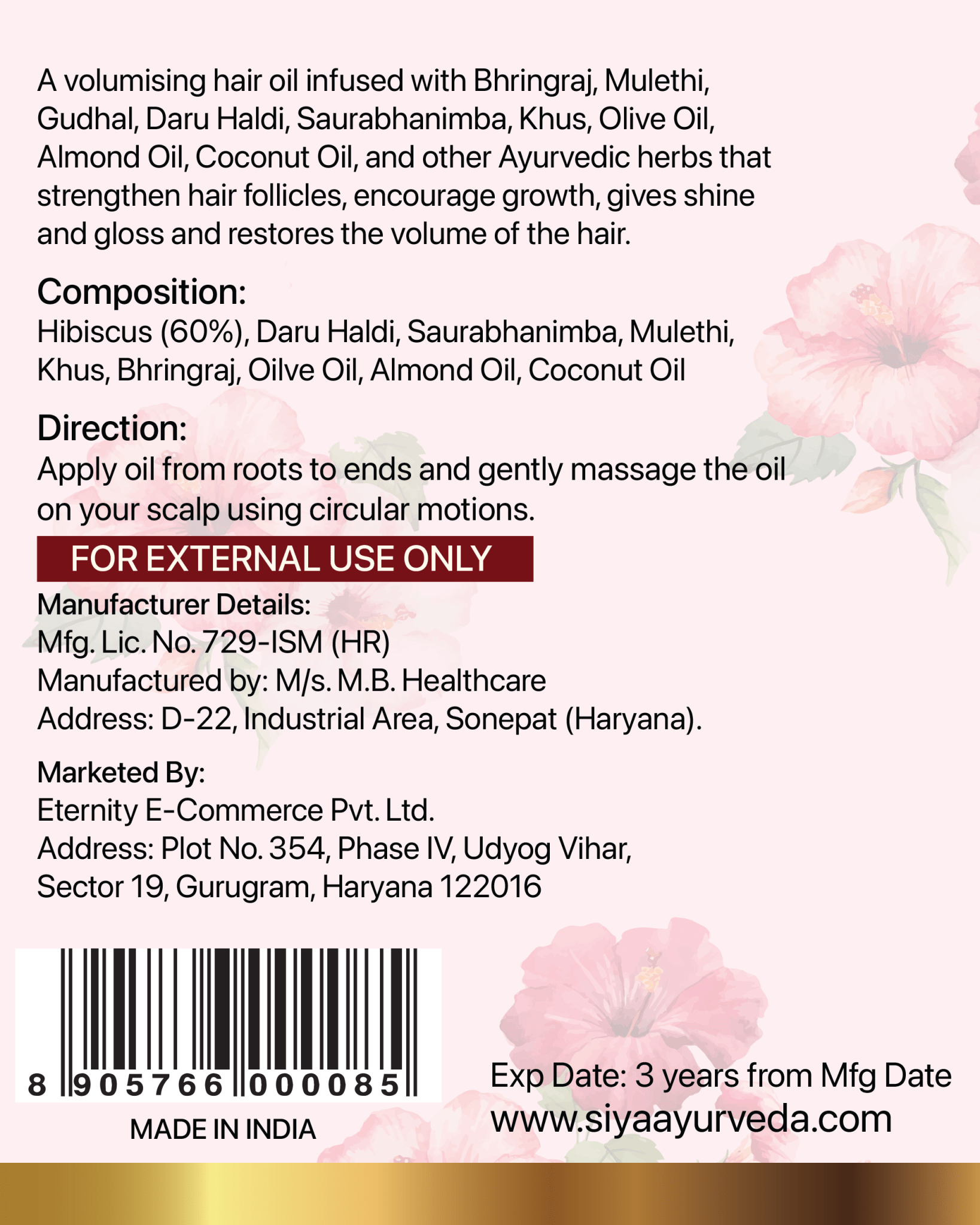 Siya Ayurveda Hibiscus Oil - Siya Ayurveda